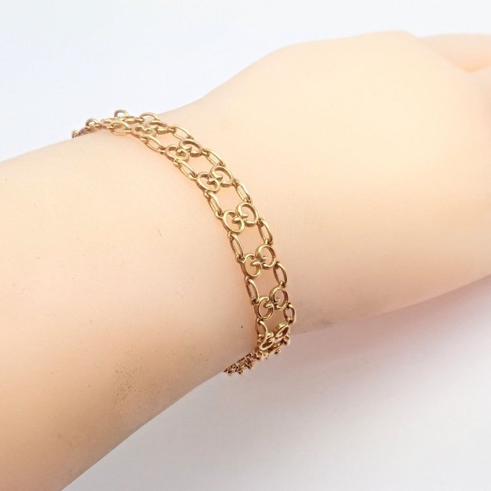 Vintage! Authentic Gucci 18k Yellow Gold Logo Bracelet - Picture 4 of 11